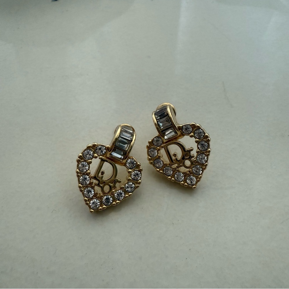 Dior Reworked Heart Earrings with Crystals